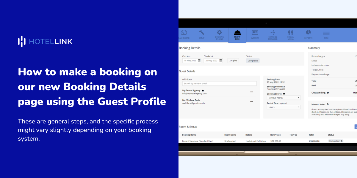 hotel link create booking extranet