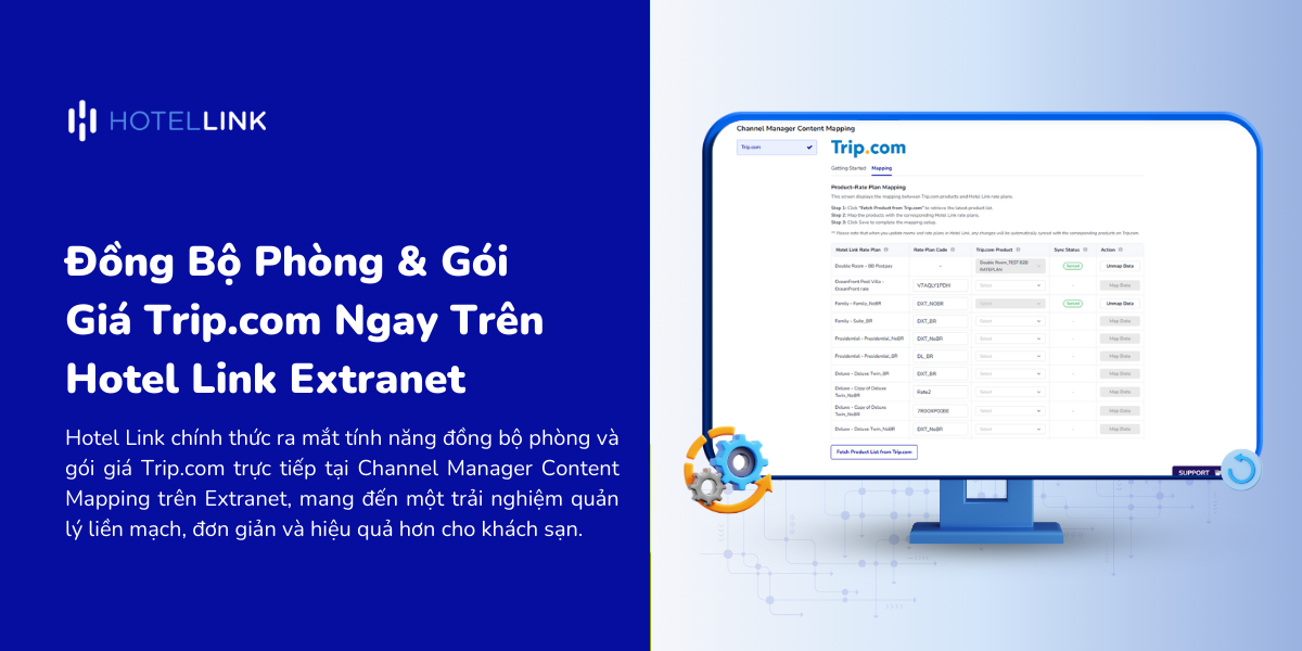 Đồng Bộ Phòng & Gói Giá Trip.com Ngay Trên Hotel Link Extranet