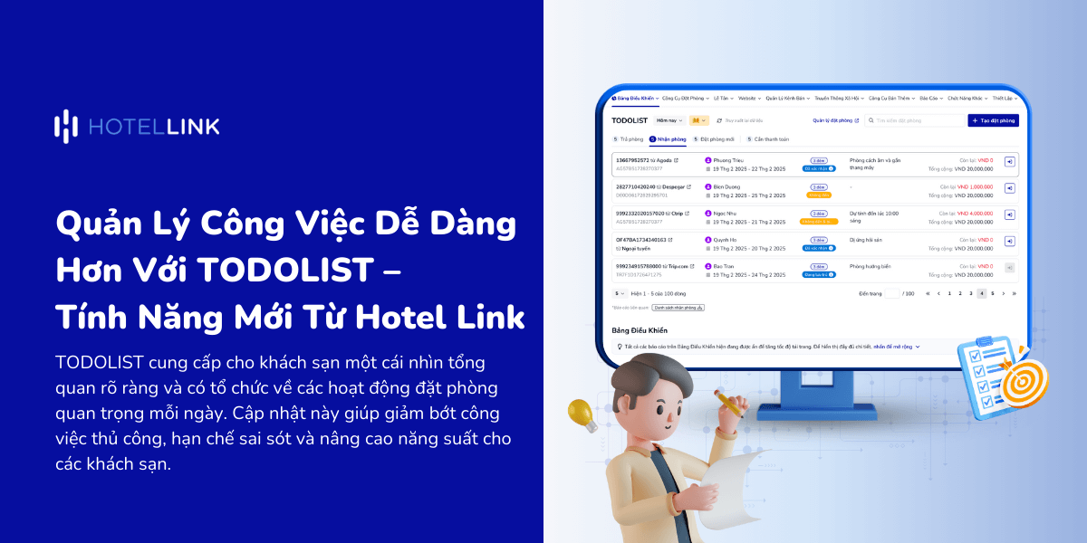 Quản Lý Công Việc Khách Sạn Dễ Dàng Hơn Với TODOLIST – Tính Năng Mới Từ Hotel Link